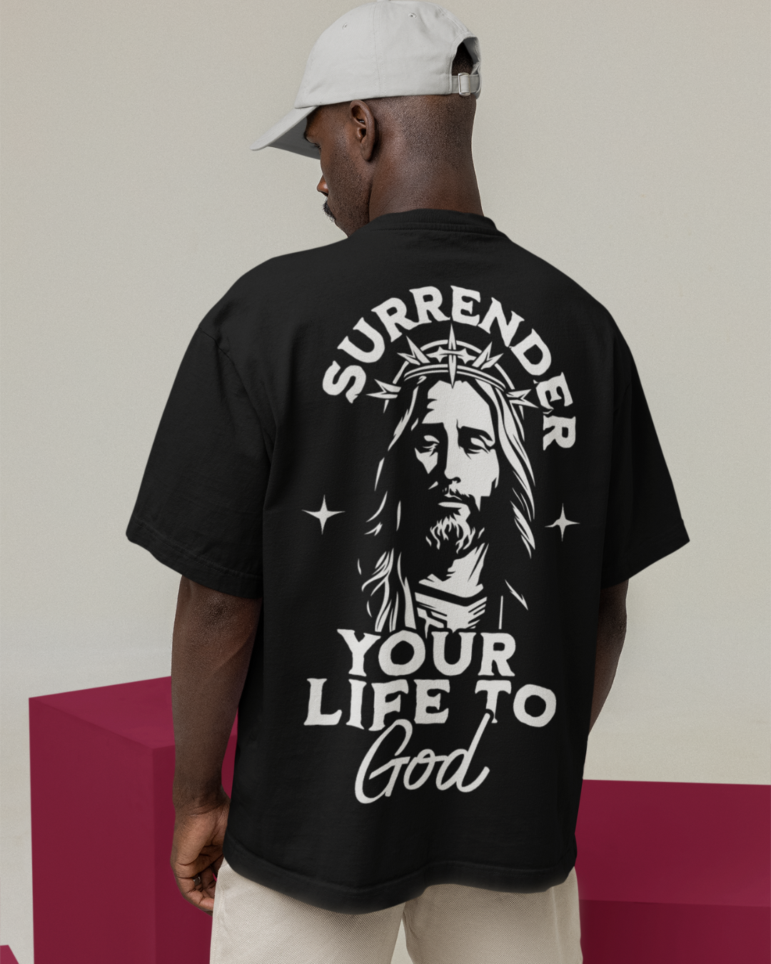 Camiseta Oversized Surrender Your Life to God — USEAMÉM