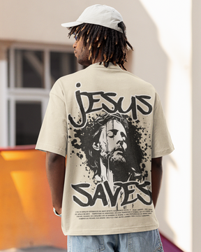 Camiseta Oversized Jesus Saves — USEAMÉM