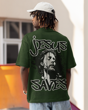Camiseta Oversized Jesus Saves — USEAMÉM