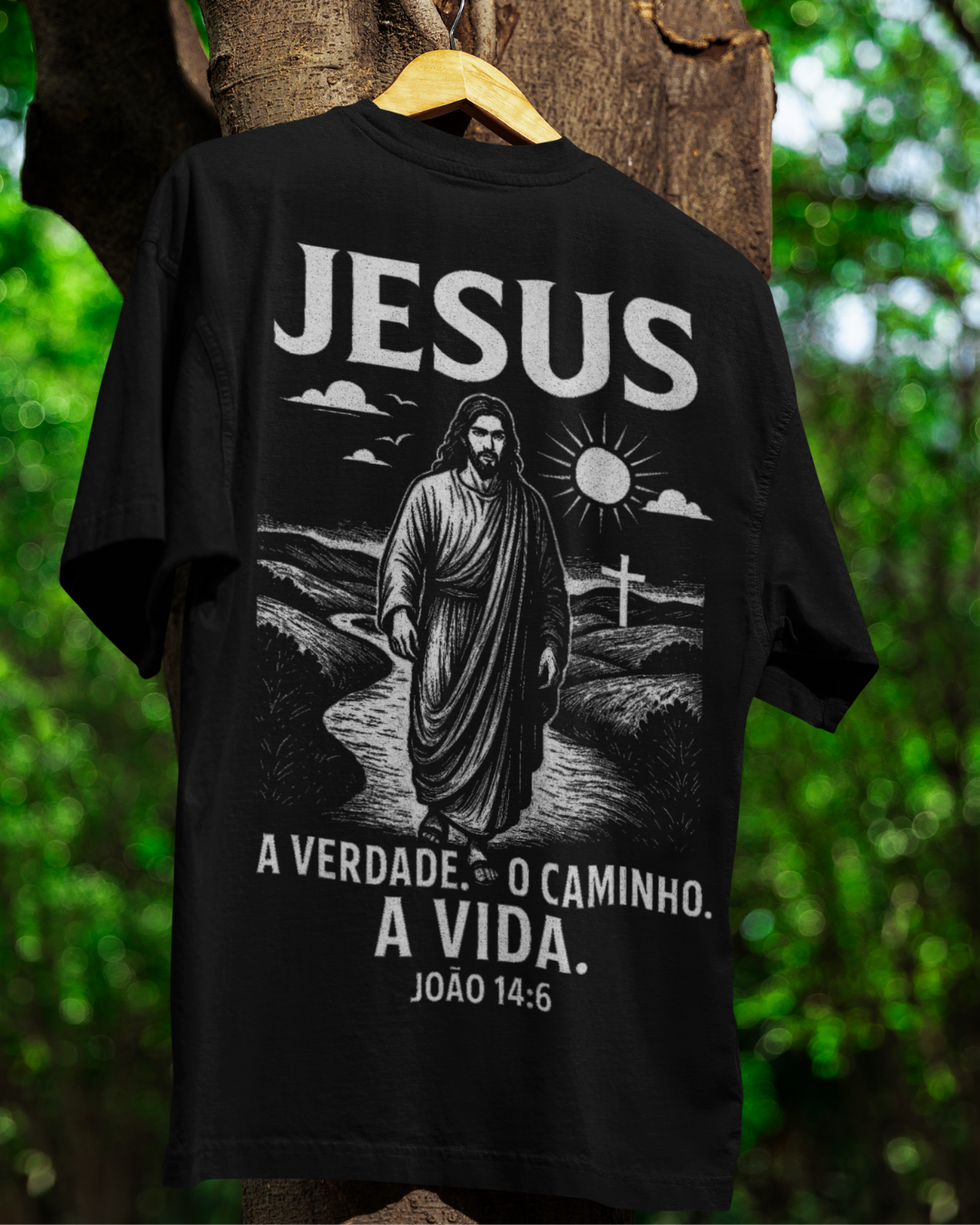 Camiseta Oversized Jesus O Caminho, a Verdade e a Vida — USEAMÉM